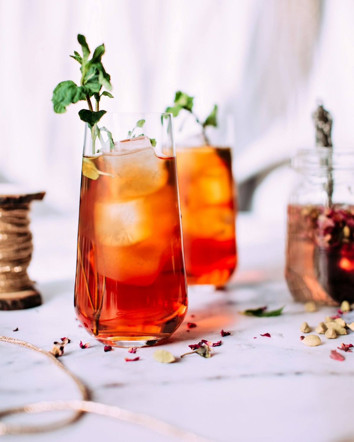 Red drinks with ice